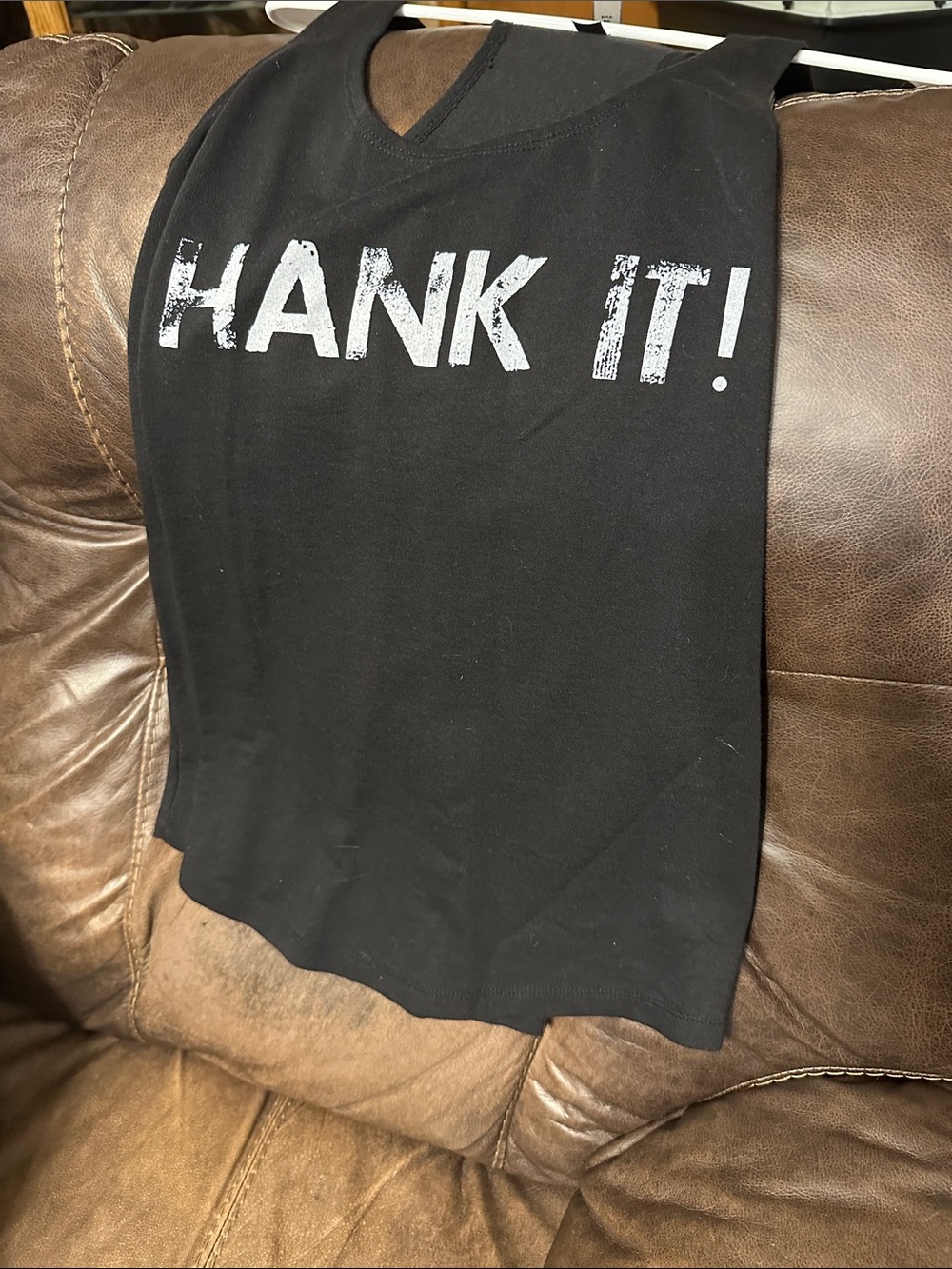 Black Muscle Tee with HANK IT! Graphic